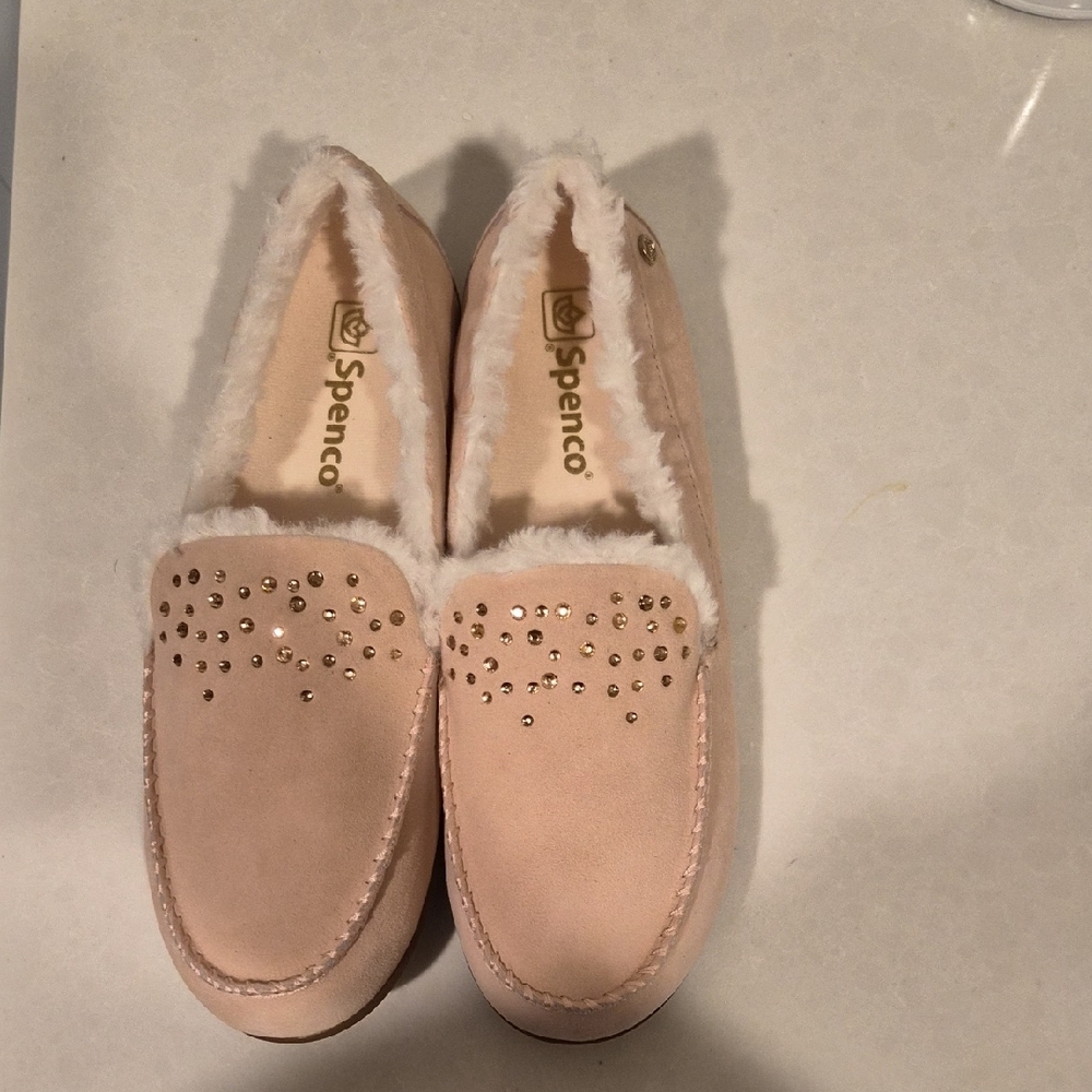 Spenco Women's  8.5 B Balboa Rhinestone Leather Slippers Pink NEW